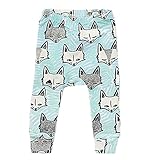 CANIS Baby Boys Girls Cartoon Print Harem PP Leggings Pants (100(2-3T), Blue fox)