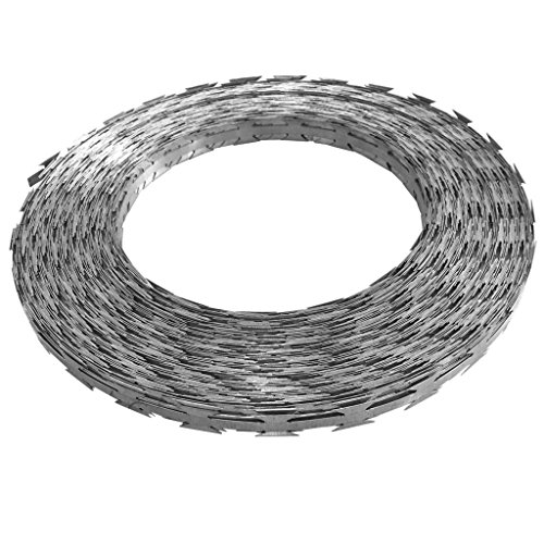 Vislone Razor Wire Galvanized Barbed Wire, Outdoor Garden Razor Wire Helical Wire Roll, Decorative Fences