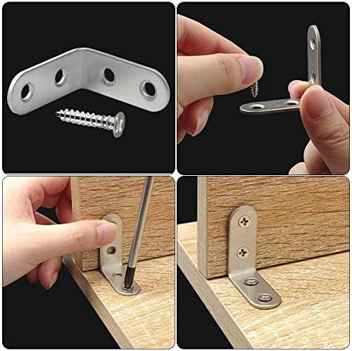 Corner Bracket 90 Degree Right Angle Brackets Stainless Steel Angle Support Corner Braces with Screws for Desk Table Shelf 20 Pack Silver 40 * 40mm - Image 4