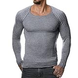 Helisopus Men's Stretch Solid Pullover Knitted Sweaters Slim Fit O-neck Long Sleeve Casual Crewneck Sweater
