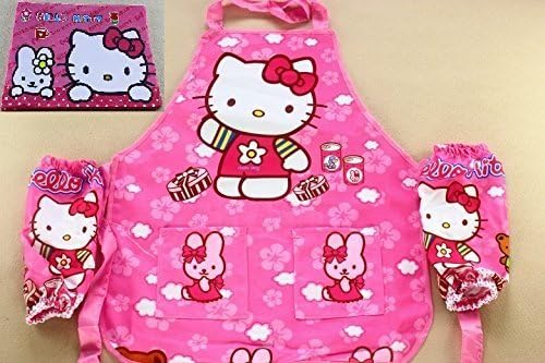 CJB Lovely Hello Kitty Kids Waterproof Apron Sleeves Set Pink 5-14T (US Seller)