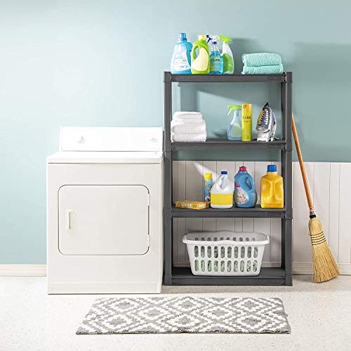 Sterilite 01643V01 4 Shelf Unit, Flat Gray Shelves & Legs, 1Pack