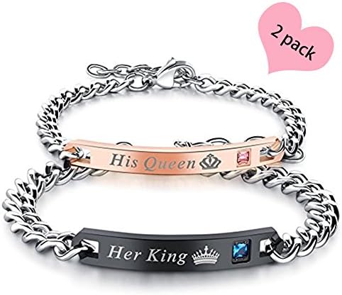 Adjustable His Hers couple bracelets For Valentine's Day present king and quenn Titanium Bracelet