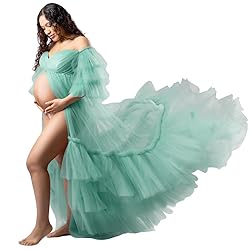 Tianzhihe Tulle Robe Maternity Dress Photoshoot
