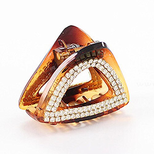 Meilliwish Sparkling Crystal Diamond Triangle Women Girls Hair Clip Claw(XA17)(Brown)