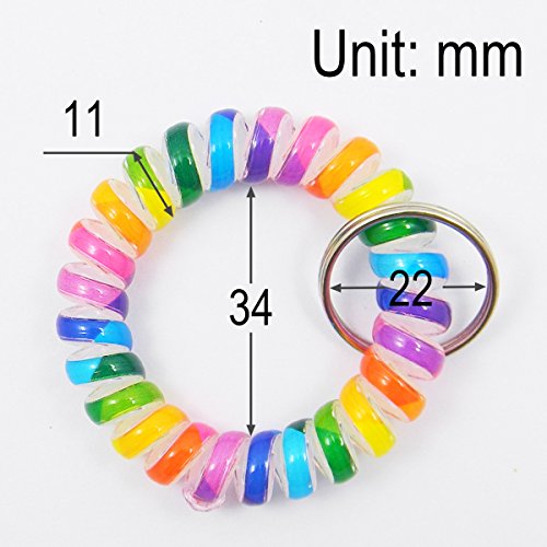 Shells 10PCS Rainbow Color Soft Highly Spring Spiral Coil Wrist Band Key Ring Chain