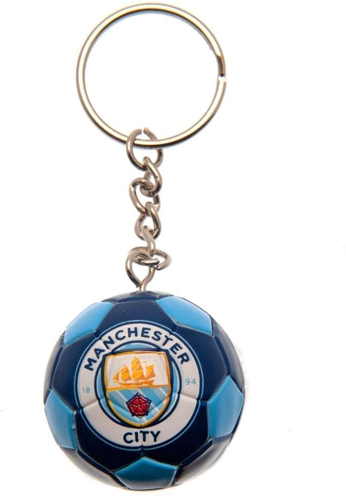 Manchester City FC Soccer Ball Keyring (One Size) (Blue) Clothing