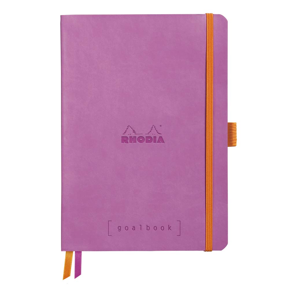 RHODIA 117771C - Notebook Bullet Journal Goalbook Lilac - A5 14.8x21cm - Small Squares - 240 p - Ivory Paper 90 g/m² - 2 Ribbons, Elastic Closure - Leatherette