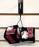 Sanrio Hello Kitty Red Bow Rear View Mirror Hanging Fuzzy Dice Ornament
