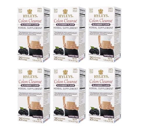Hyleys Colon Cleanse Tea Blackberry Flavor (6 Pack - 150 Tea Bags Total) Image