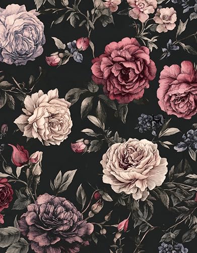 BLMIROS Red Peony Floral Peel and Stick Wallpaper 17.5” x 118” at Amazon
