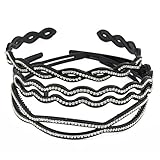 Yeshan Set of 3 pcs Fashion Rhinestone and Crystal Decor Handmade Plastic Headband