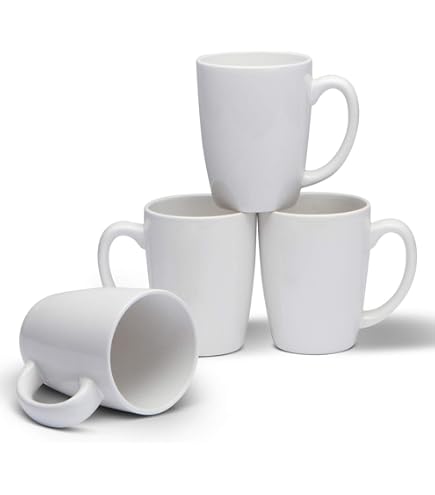 Amazon.com: Serami 14oz Bistro White Mugs for Coffee or Tea. Large