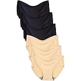 Bolivelan Women's Invisible Seamless Hipster Panties Mid-Rise No Show Laser Cut Briefs Underwear Pack of 6