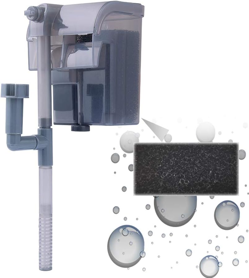 FEDOUR Aquarium Cascade Hang-On Mini Filter for 1-10 Gallon, Unbreakable Shell and Quiet,Biochemical Cotton Filter