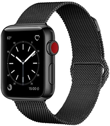SICCIDEN Compatible with iWatch Band 42mm 44mm, Milanese Mesh Loop with Magnetic Clasp Stainless Steel Replacement Band Compatible with Apple Watch Series 4 Series 3 Series 2 Series 1, Black