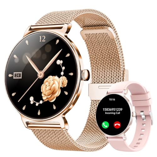taopodo Smart Watches for Women, 1.27" AMOLED Health Fitness Tracker with Bluetooth Calling (Answer/Make Calls), 120+ Sports Modes, Timer, IP68 Waterproof Watch for Android/iPhone (Rose Gold)