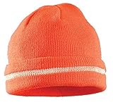 Hi Vis Knit Cap, Silver Reflective Stripe, One Size, Orange