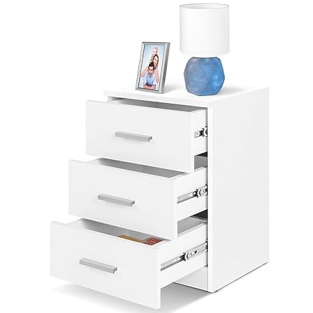 Comifort Comodino Tavolino Per La Camera Da Letto In Stile Nordico Moderno E Minimalista Con 3 Spaziosi Cassetti Molto Resistente Di Colore