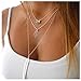 Susenstone Women Multilayer Irregular Pendant Chain Statement Necklace