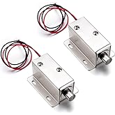 ATOPLEE 2pcs Electromagnetic Solenoid Lock,DC 12V 0.8A Door Drawer Tongue Down Slim Design Assembly Magnetic Lock for Cabinet Door Drawer,55X42X27mm