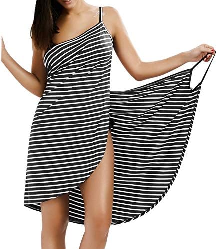 Gamiss 2017 Sexy Backless Women Summer Striped Dress V neck Spaghetti Strap Women Knee length Cover ups Beach Dresses vestidos-in Dresses, as the picture, XL
