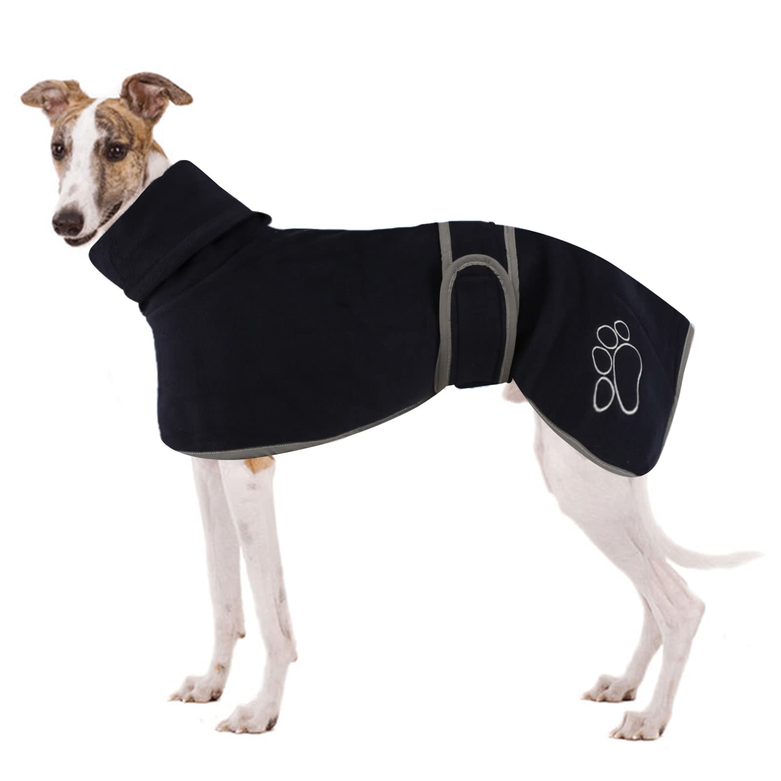 Greyhound Fleece Coat & Jumper, Whippet & Lurcher Cosy Fleece - Warm Dog Jacket with Adjustable Bands for Salukis (S, Navy Blue)