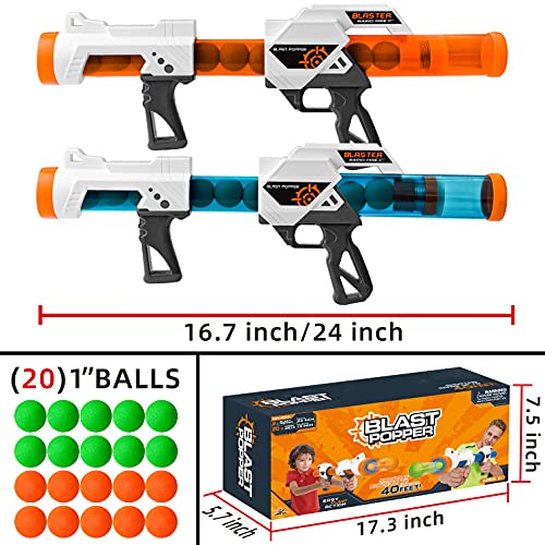 ZacT 2 PCS Power Popper Gun Foam Ball Air Powered Shooter Toy Guns