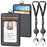 2 Pack Leather Badge Holder and Adjustable