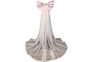 SAQULOPR Detachable Satin Bow for Wedding Dress Bowknot with Irregular Tulle Tail
