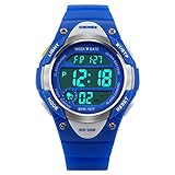 Outdoor Sports Children Watch ,Children's Waterproof Wrist Watch Kids Lightweight Silicone ,LED Digital Alarm for Girls Boys Watch Blue