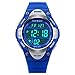 Outdoor Sports Children Watch ,Children's Waterproof Wrist Watch Kids Lightweight Silicone ,LED Digital Alarm for Girls Boys Watch Blue
