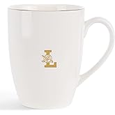 VINCOMIC Monogram Ceramic Mugs,Golden Initial Coffee Cups, Elegant Alphabet Tea Mugs, Elegant Personalized Letter L Mug,12 oz Cups for Office and Home