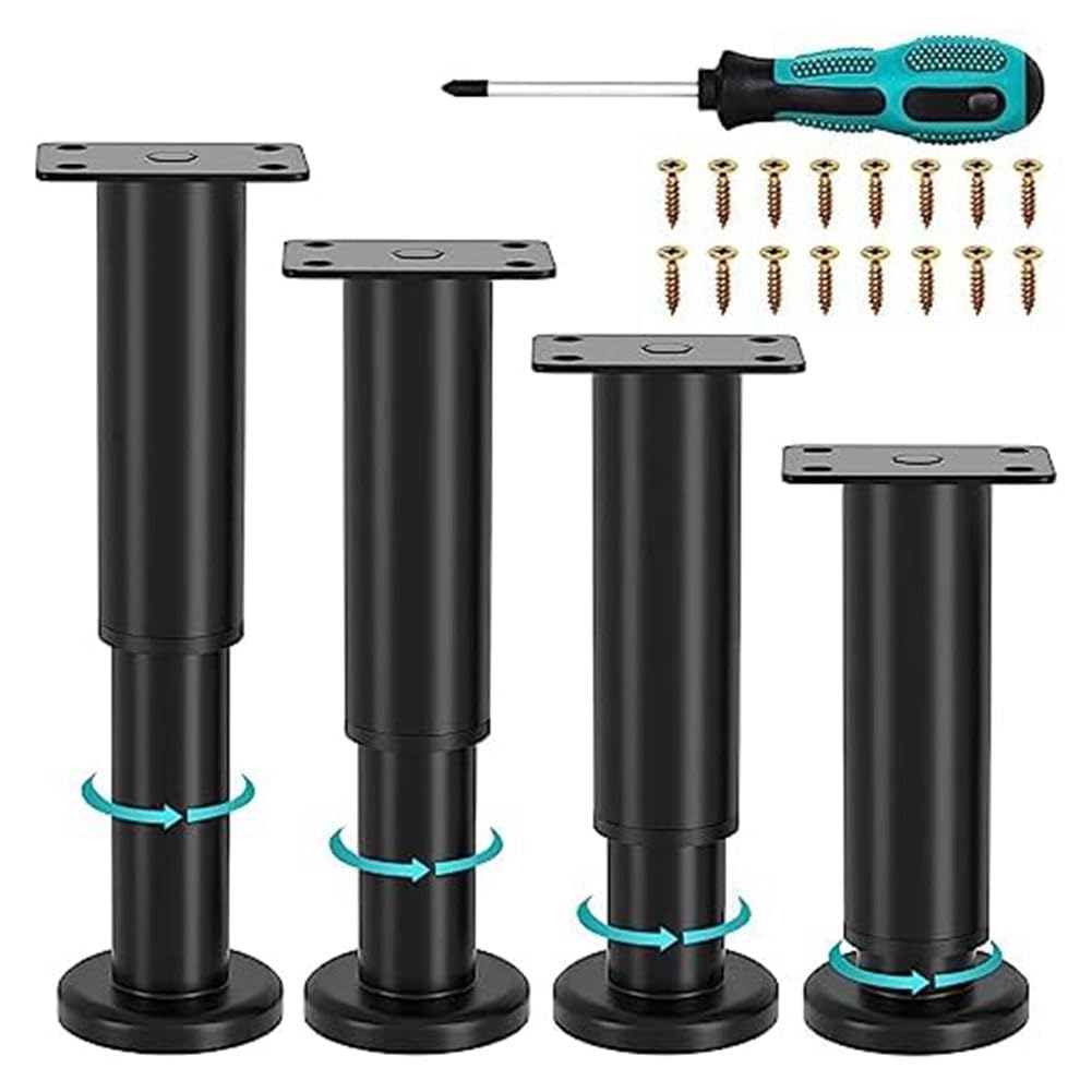 Nvanvmm 4Pcs 4Pcs Upgraded Metal Adjustable Furniture Legs 4.72-7.08 Inch Replacement Parts Legs for Bed Sofa Cabinet Couch Dresser Table B