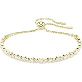 Swarovski Matrix Tennis Soft Bracelet, Mixed Size Round Cut Crystals, Rhodium and Gold-Tone Finishes