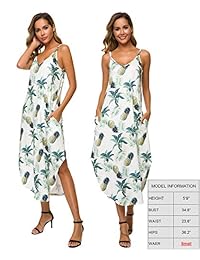 Vestido de verano para dama, casual, suelto, con tirantes ajustables, para playa, con bolsillos, largo