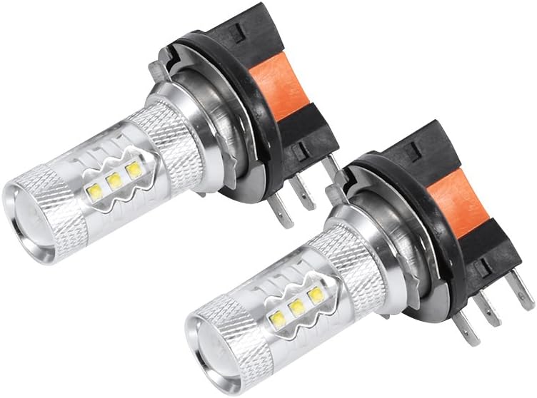Qiilu 2pcs Daytime running lights White 80W 1200LM H15 LED Bulbs for Signal lights front headlights, headlights