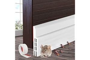 GUKOY Door Draft Stopper Under Door Draft Blocker Insulator Door Sweep Weather Stripping Noise Stopper Strong Adhesive 2" Width x 39" Length (White)