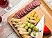 Bamboo Cheese Board - Charcuterie Platter & Serving Tray, 4 Stainless Steel Knife & Thick Wooden Server, and 4 Round Fruit trays. Fancy House Warming Gift for Wedding, Anniversary, or Engagement