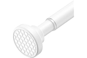 AIZESI Shower Curtain Rod, Adjustable 42-74 Inch Spring Tension Shower Rod, 1" Diameter Tension Curtain Rod No Drilling, Anti-Slip, Premium Stainless Steel Anti-Rust, White