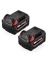 Powerextra - Batería de repuesto para Milwaukee 48-11-1852 M18 LITHIUM XC 5.0 Ah M18B 48-11-1850 48-11-1852 48-11-1820 M18 (2 unidades)