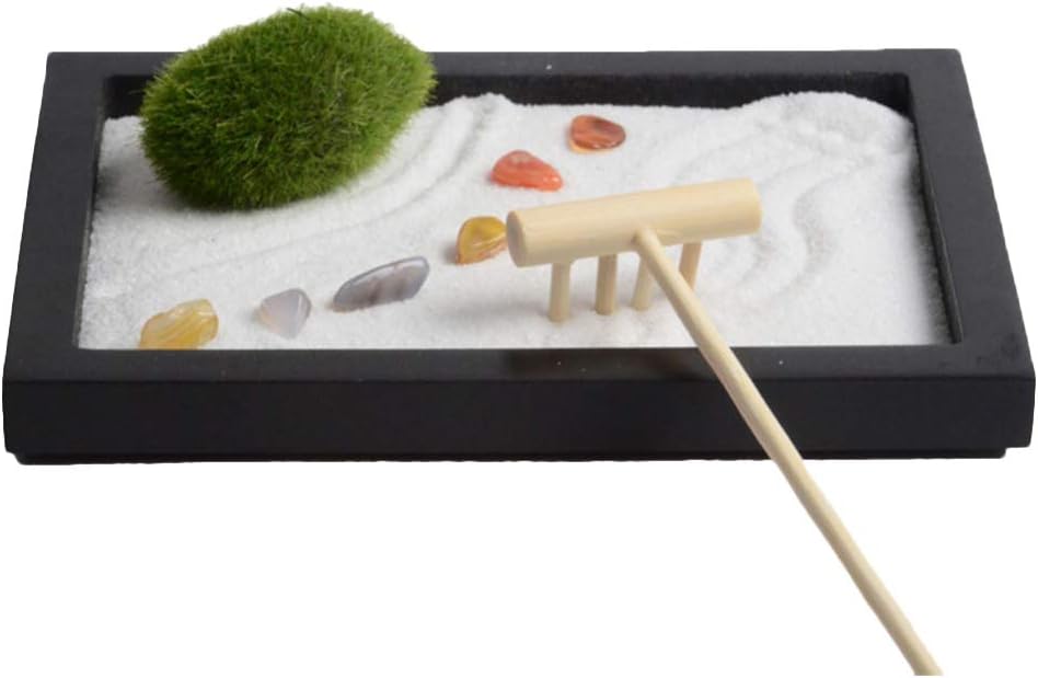 Exceart 1 Juego Jardín Zen Meditación Jardín de Rocas Y Arena con