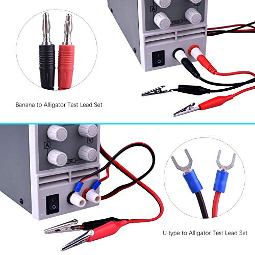 UNIROI DC Power Supply Variable, 0-30V/0-5A Output Adjustable Switching Regulated Power Supply with 3-Digit LED Display, Alligator Clip Leads (Banana Plug and Spade Connector), Input Power Cord UC305