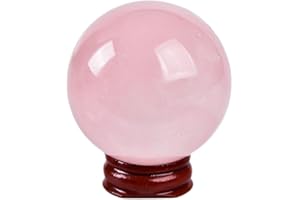 JIC Gem Natural Pink Rose Quartz Ball Sphere with Base,Class 1，5-6cm