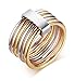VNOX Stainless Steel Wrap Ring for Women Wedding Promise Engagement,Tri-Color,Gold,Silver,Rose,Size 9