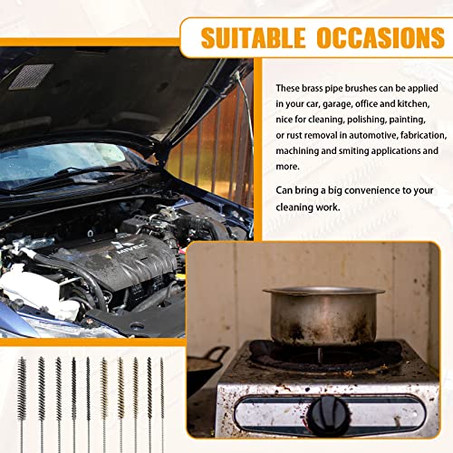 10 Pieces Wire Tube Brushes for Cleaning Pipe Tube Brass Brush