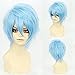 Anime Cosplay Synthetic Full Wig with Bangs 20 Styles Short Layered Fluffy Hair Oblique Fringe Full Head (Light Blue)