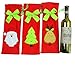 Homecube Christmas Wine Bottle Cover Decorative - 3pcs Red Wine Bags Gift with Bow Tie Christmas Set - Santa Claus & Reindeer & Christmas Tree for Party Hotel Kitchen Table Decor