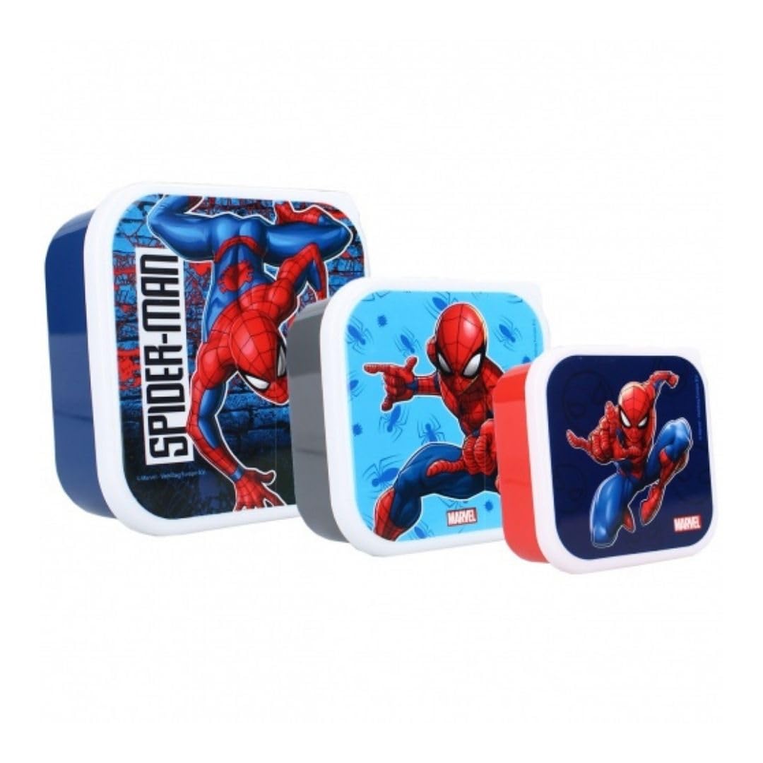 My sweety pop - Set of 3 snack boxes – Lunch box – Spiderman – for children – Nursery – Kindergarten – School – Holidays – Meal – 11.5 cm – For Boys – Gift Idea, 200-4741