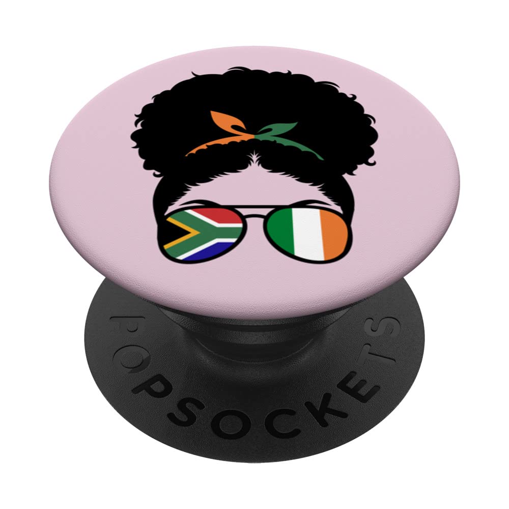 South Africa and Ireland Mix Afro Bun Irish South African PopSockets Swappable PopGrip